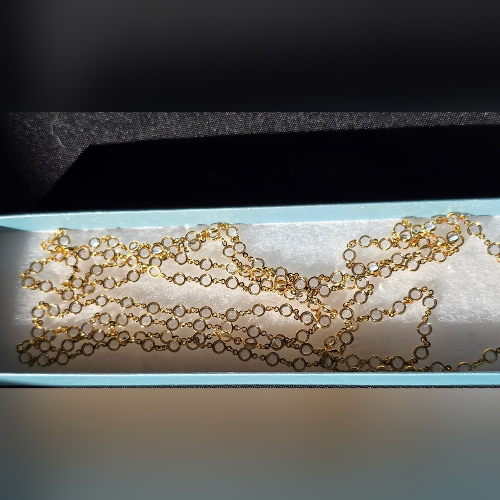 Touchstone Crystal Extra Long Chanelle Gold Necklace - Picture 7 of 8